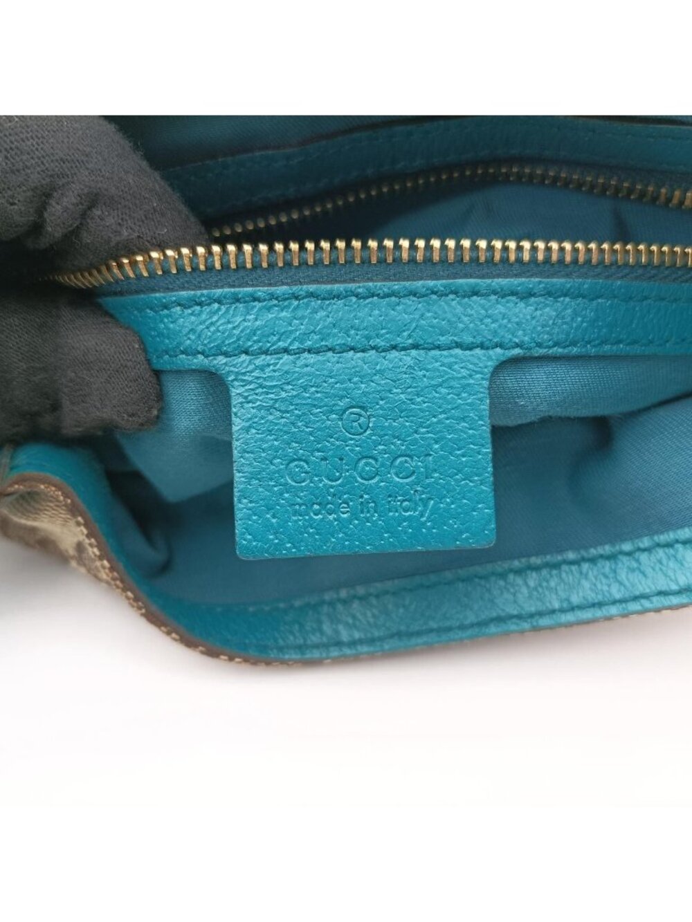 Gucci Jackie Khaki Blue Canvas Leather Shoulder Bag - Picture 10 of 16